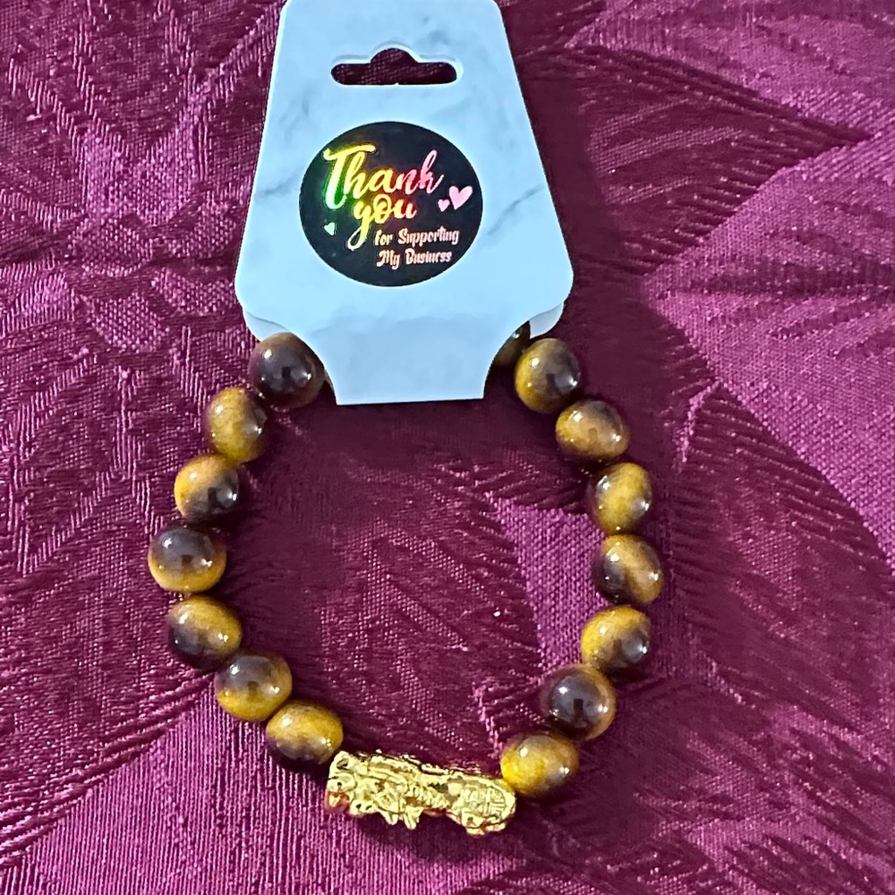 Elegant Gold and Brown Beaded Bracelet - Picture 2 of 4